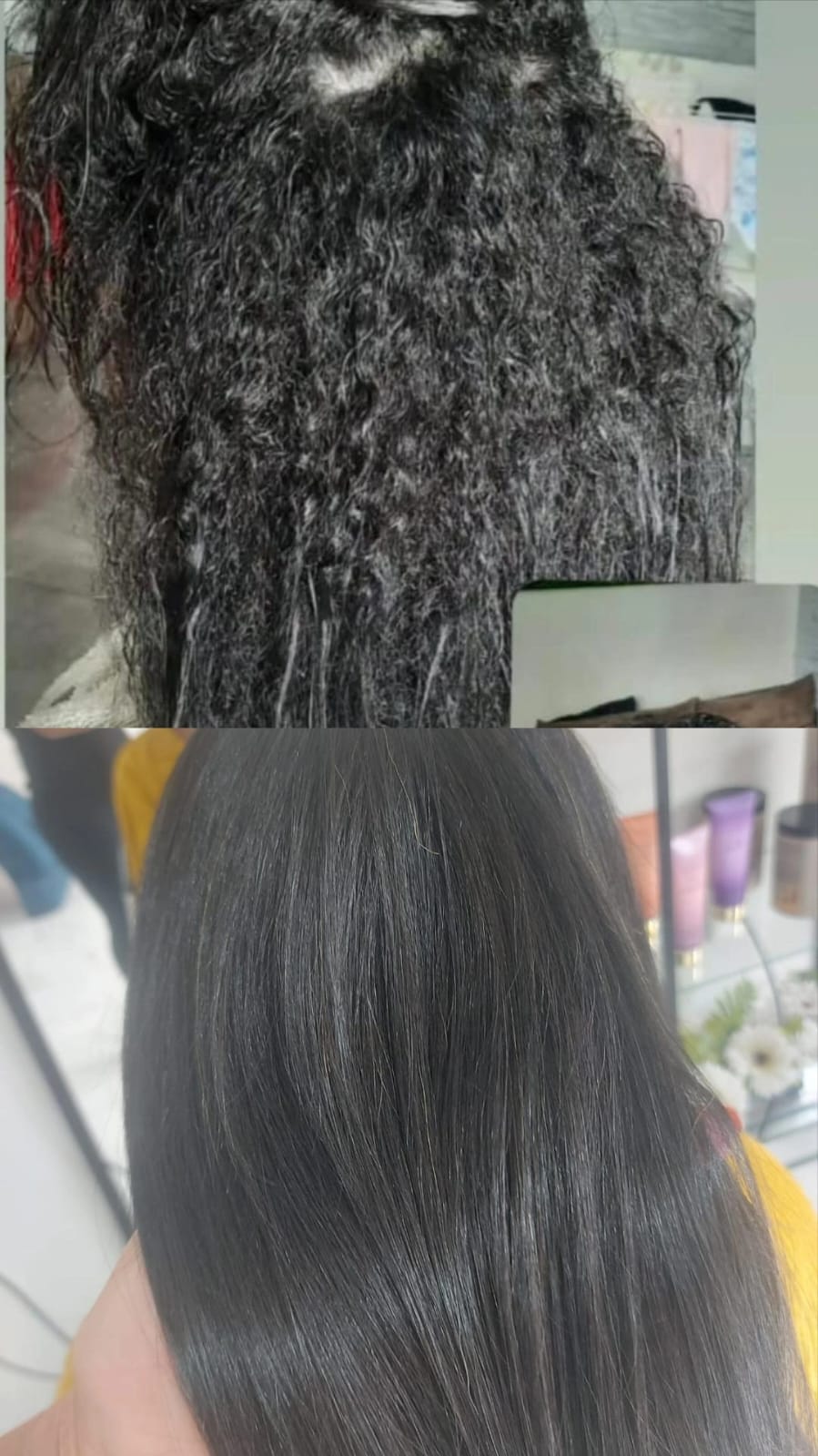 Antes e depois — reconstrução capilar